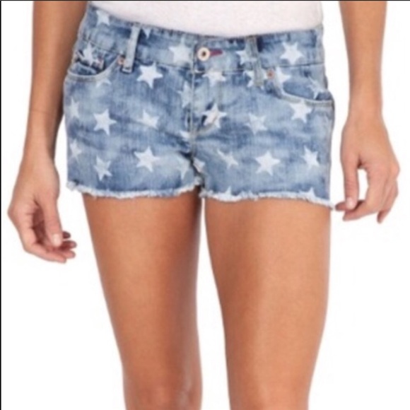 Levi's Pants - Levi's Shorty Shorts denim stars fringed hems sz 7